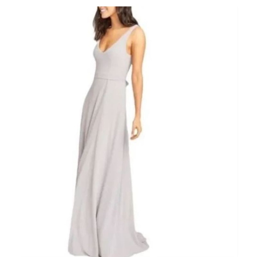 NWT Show Me Your Mumu Jenn Maxi Dress in Dove Grey Chiffon $198